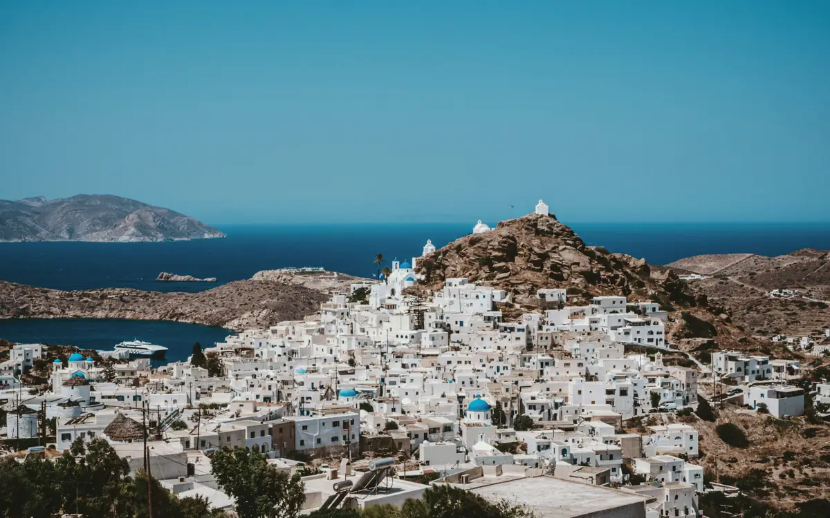 White Cycladic hill town at Chora.