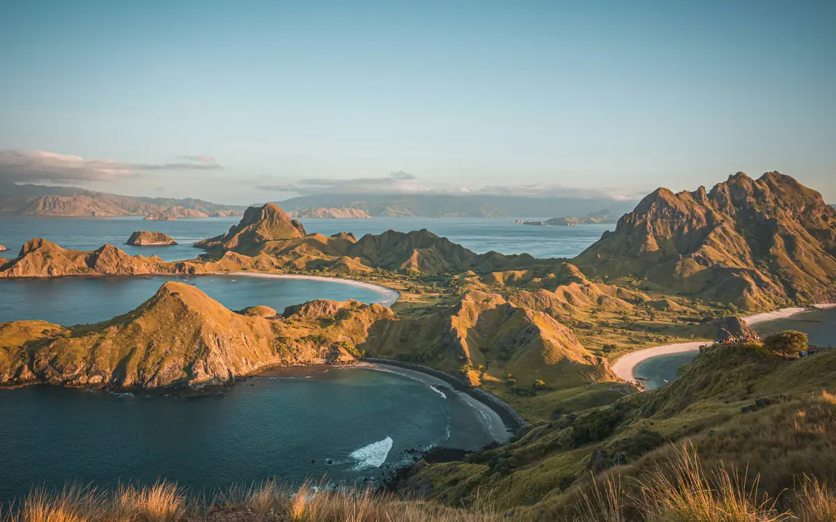Rugged island bays from a high viewpoint at Padar Island.