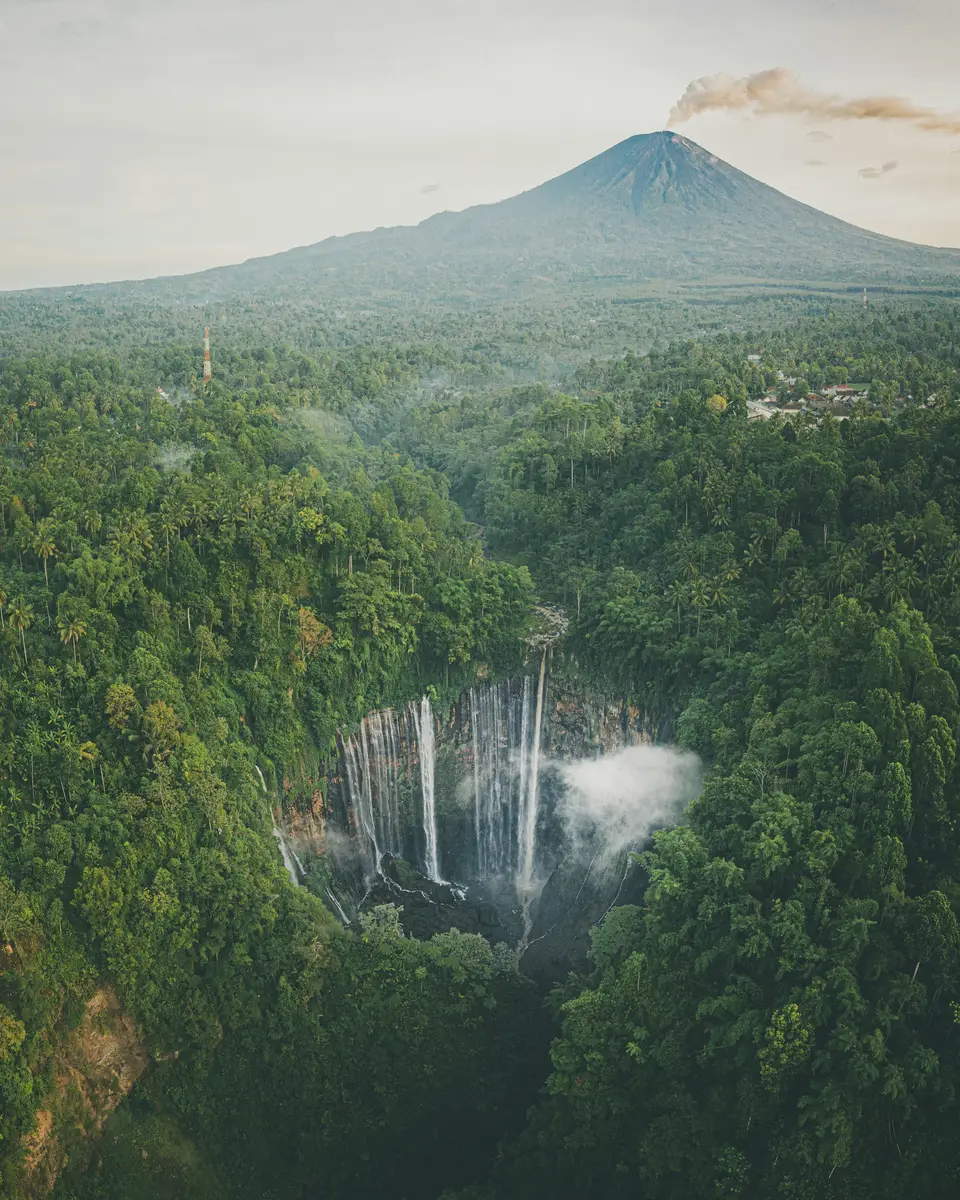 Waterfall or river landscape in Indonesia.