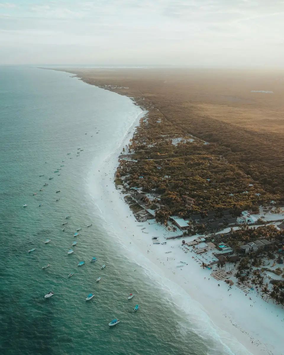 Photo of a beach and shoreline in Mexico.