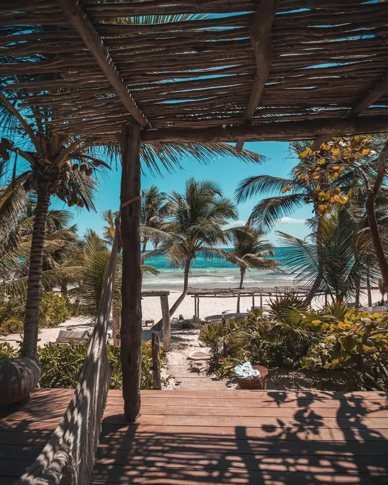 Photo of a beach and shoreline in Mexico.