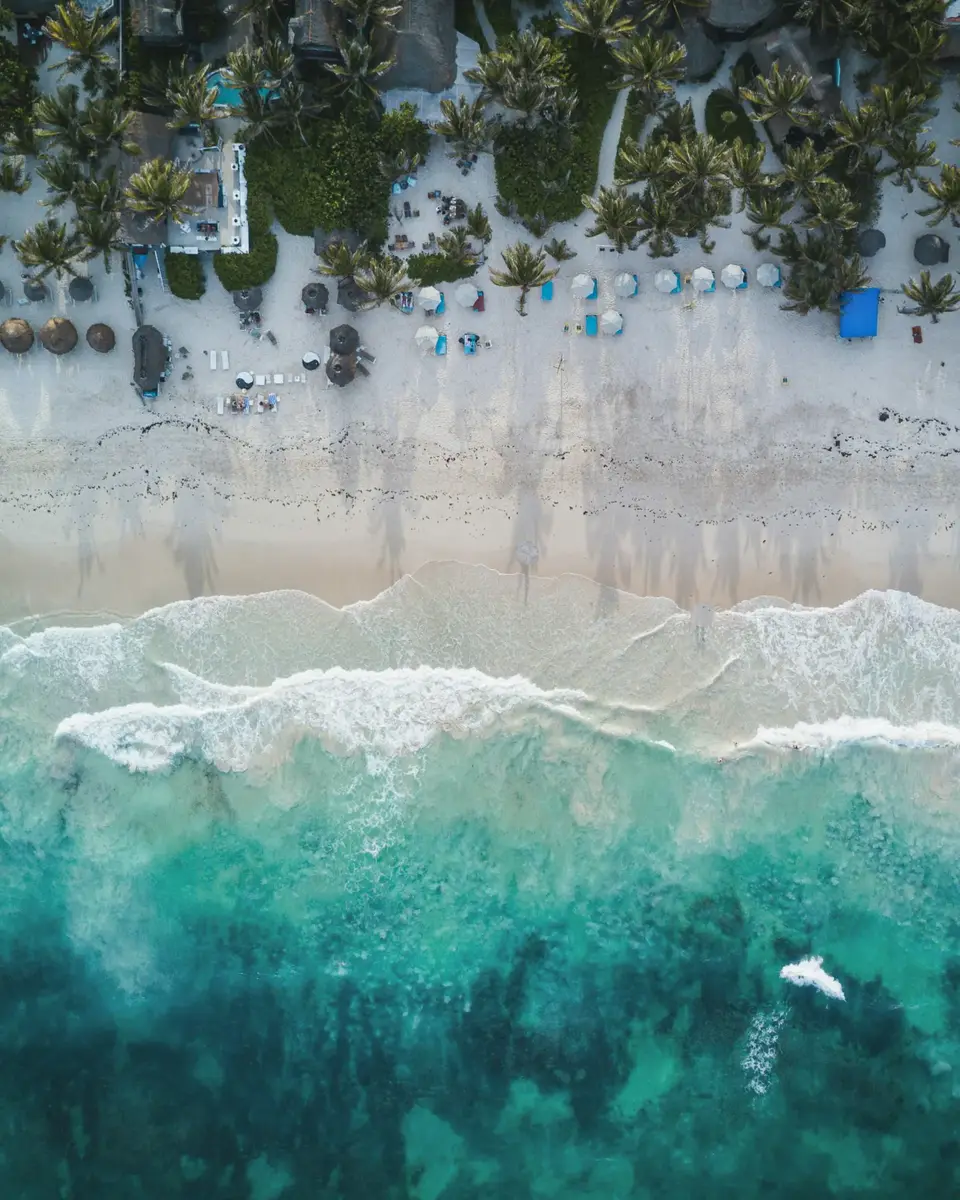 Photo of a beach and shoreline in Mexico.