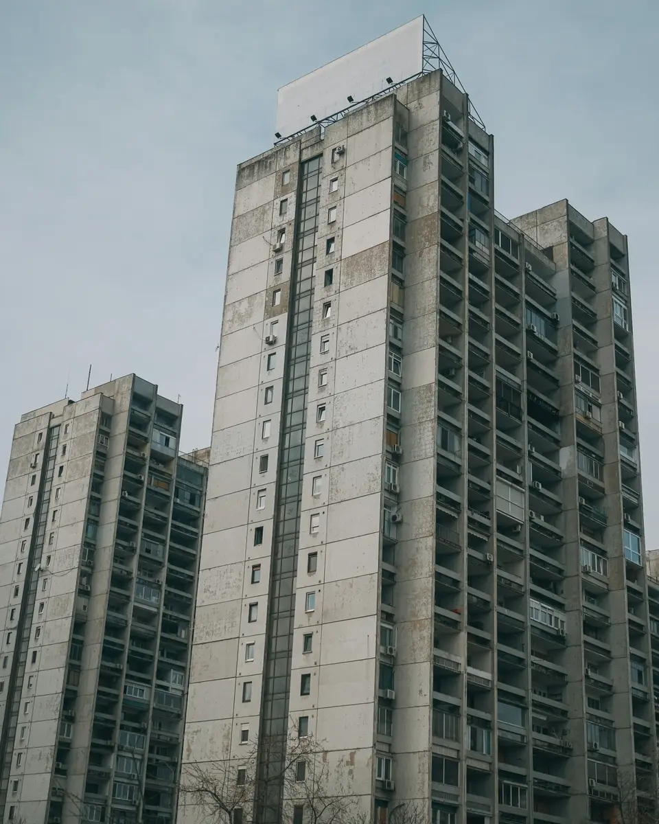 Urban city scene in Serbia.