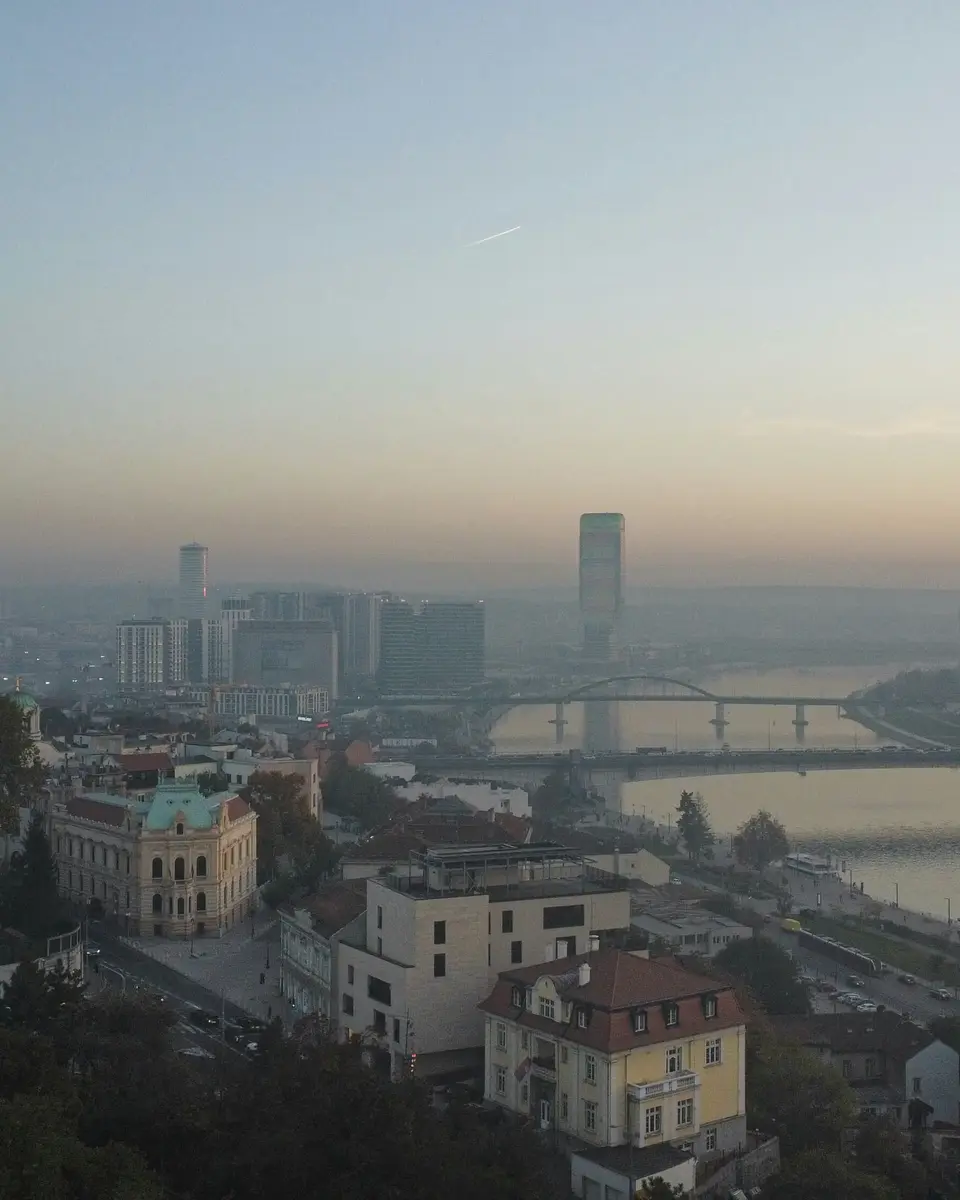 Urban city scene in Serbia.