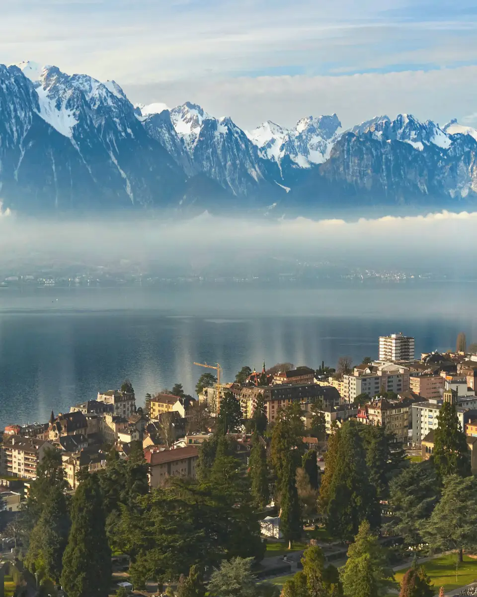 Photo of a mountain or valley landscape in Switzerland.