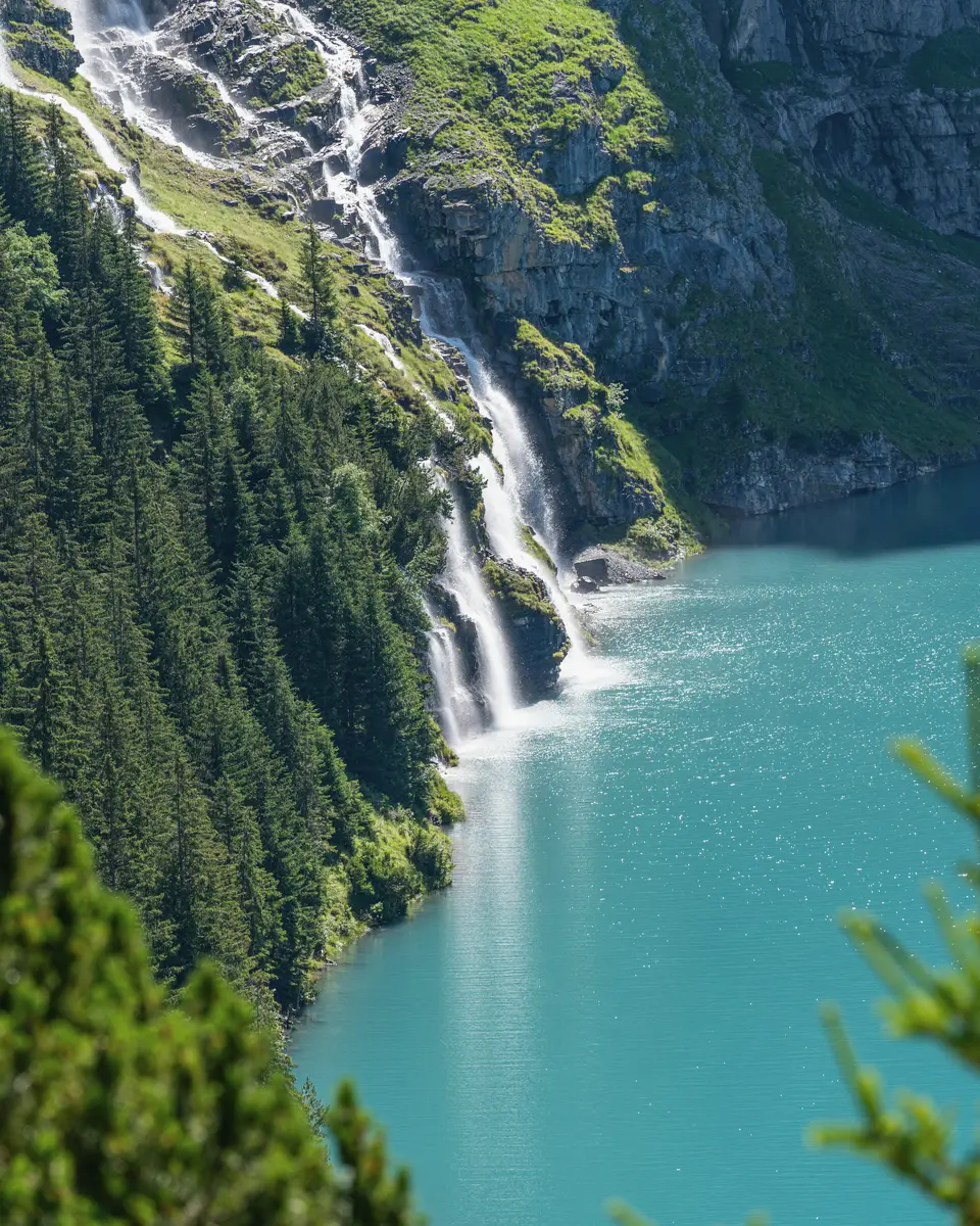 Waterfall or river landscape in Switzerland.