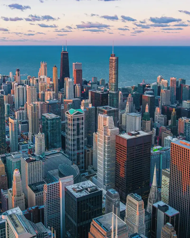 Urban city scene in United States.
